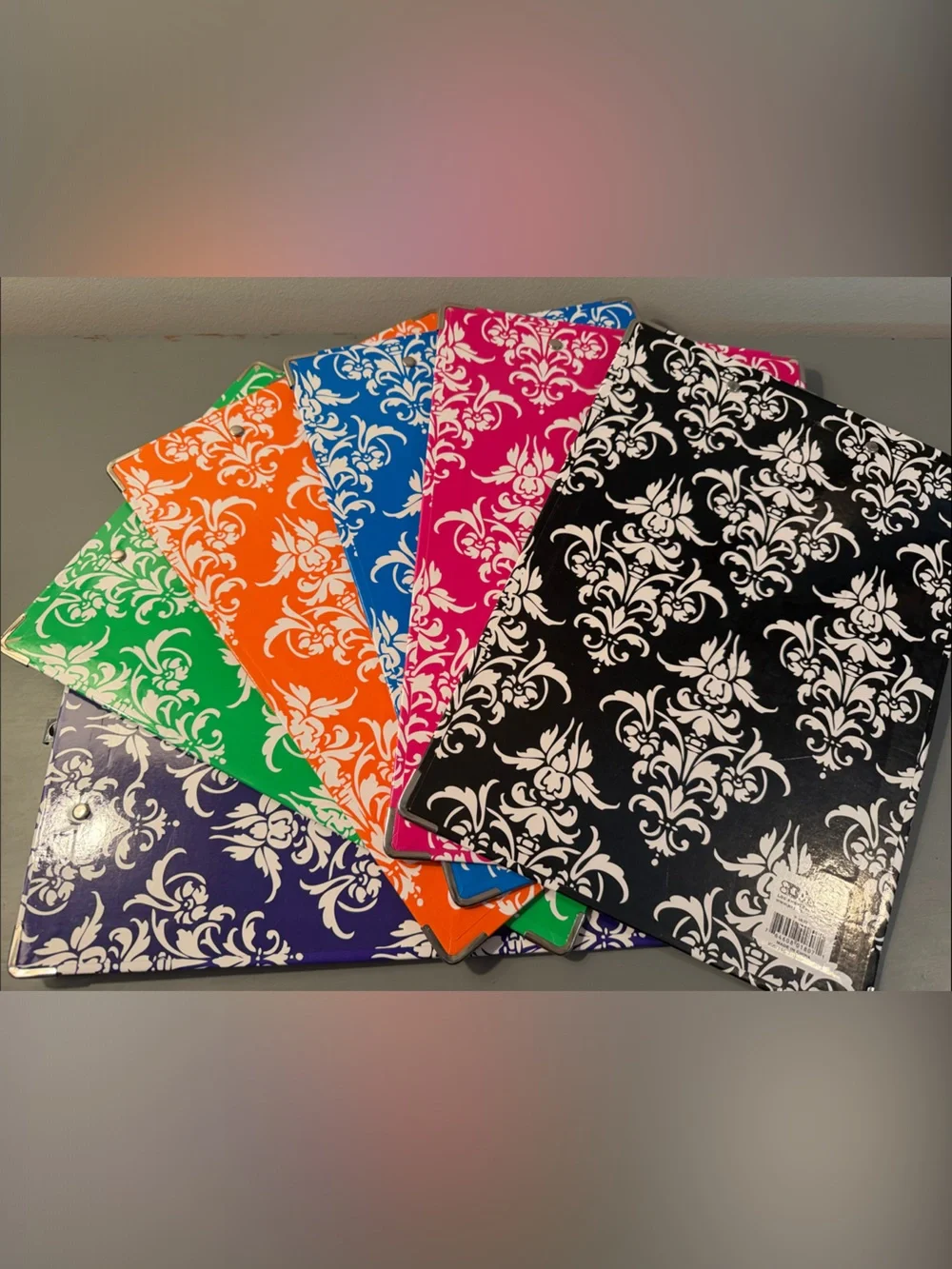 Assorted Patterned Clipboards in Purple, Green, Orange, Blue, Pink, Black